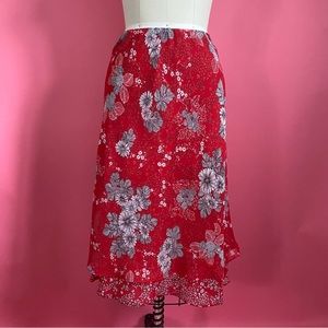 🌈4/$20🌈 90s/Y2K Fairy CottageCore Charming Floral Double Layer Midi Skirt XS-S